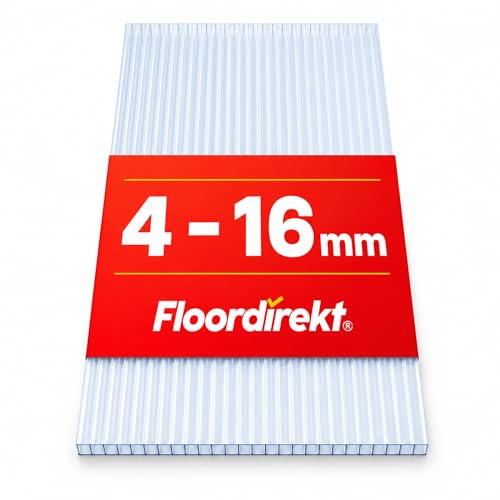 Floordirekt Hohlkammerplatte Stärke: 6 mm, 60,5 x 121 cm, Transparent Stegplatten Doppelstegplatten aus Polycarbonat - Hohlkammerplatten für Garten, Gewächshaus & Modellbau
