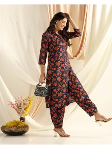 Image of DHRUVI TRENDZ Co Ord Set for Women Stylish | Ethnic Kurta Sets for Woman | Traditional Straight Kurti with Pant | Daily Comfortable Outfit for Office Ethnic Set | 3 /4 Sleeve Top with Relaxed Fit Pant