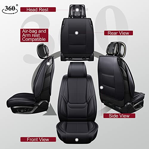 Oasis Auto Car Seat Covers Accessories 2 Pieces Front Premium Nappa Leather Cushion Protector Universal Fit For Most Cars Suv Pick-Up Truck, Automotive Vehicle Auto Interior Décor (Os-006 Black) #TOP2
