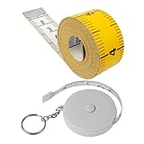 Metro da sarto, 2 pezzi, metro universale con lunghezza totale di 150 cm / 60", metro 2 in 1 con scala in CM e pollici, misurazione di abbigliamento, grasso corporeo, metro a rullo
