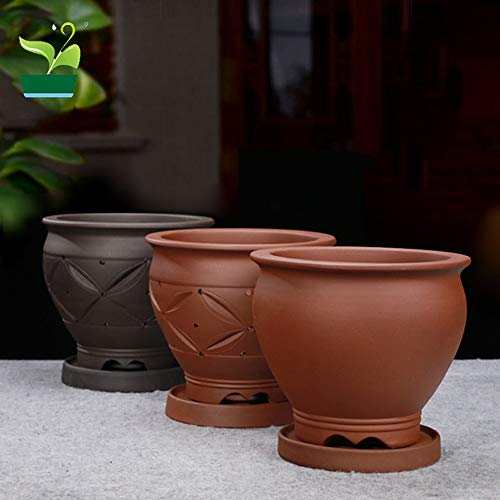 Maceta de cerámica artesanal morada vintage para cactus 4