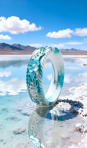 Image of Silicone Wedding Rings for Women 1 /4 /7 Packs -Stackable Silicone Rubber Wedding Bands - Innovative Flower & Vine Collection