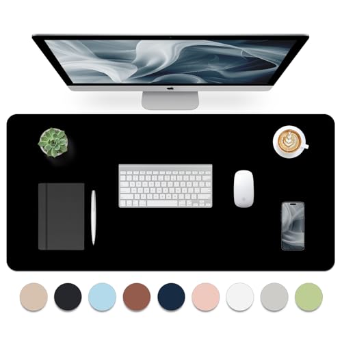 Image of Leather Desk Pad, Black Desk Mat, Non-Slip Desk Protector Mat, Leather Desk Blotter, Computer Desk Pad, Waterproof Desk Mat for Home Office and Decor(35.4x15.7 Inches)