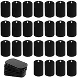 25 Stück Schwarz Hundemarken, Stanzrohlinge Aluminium Set Hunde Dog Tag Blank Schlüsselanhänger Rohlinge Schmuck Haustiermarken Rohling Blanko Schildform für Halsketten