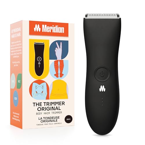 MERIDIAN The Trimmer Original - Body Hair Trimmer for Men, Electric Shaver for Pubic Hair, Chest, Legs & Bikini, Waterproof & Rechargeable, Onyx