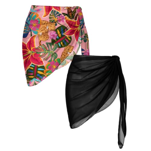 Image of Ekouaer 2 Pieces Women Beach Sarongs Sheer Cover Ups Chiffon Bikini Wrap Skirt for Swimwear S-XXL