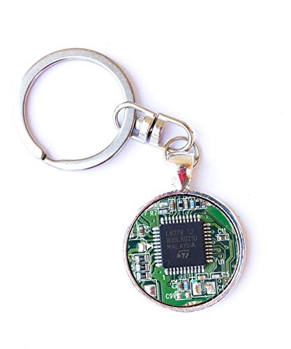 ReComputing Recycled circuit board keychain, round (green) - Thumbnail 2