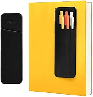 Epessa Stick-On Pen Holder for Notebook, Adhesive Pencil Sleeve Pouch for Hardcover Journals, Planners, Notebooks, Reusable Pen Pocket Organizer Easy to Remove (1 Pack)