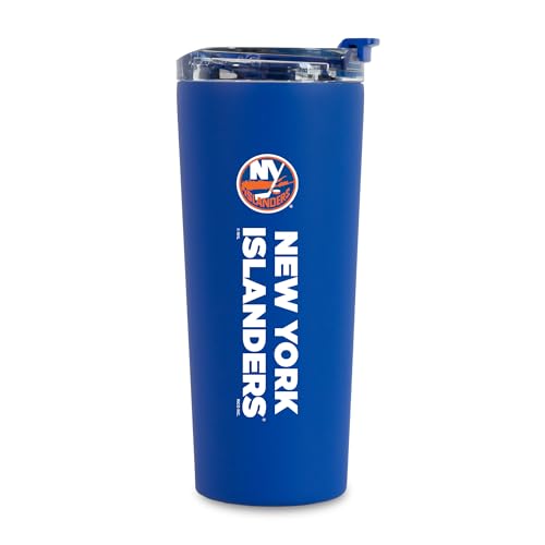 Rico Industries NHL Hockey New York Islanders Royal Blue 24oz Stainless Steel Tumbler with Lid and Dual Functioning Lid
