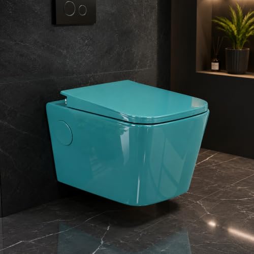 Image of KRISSKROSS Italia Palm Glossy Wall Mounted Commode | P-Trap Rimless Western Toilet with Soft-Close Seat Cover | Ceramic Wall Hung EWC