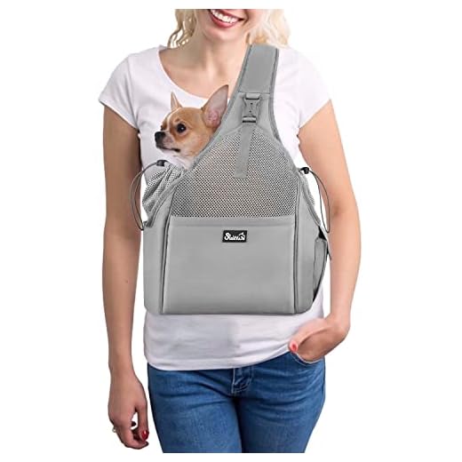 SlowTon Pet Sling Carrier, Manos Libres Papoose Small Animal Puppy Travel Bag Tote Correa Acolchada Ajustable Malla Transpirable Soporte Inferior Duro Cordón