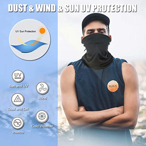 [Pacote com 6] Pulseira unissex com proteção solar UV para o rosto, tecido reutilizável, meia máscar