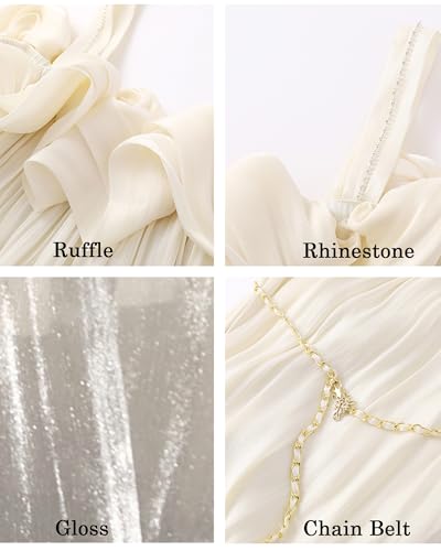 Women’s Casual Ruffle Off Shoulder Glossy Party Vacation Summer Cocktail Midi Dress4