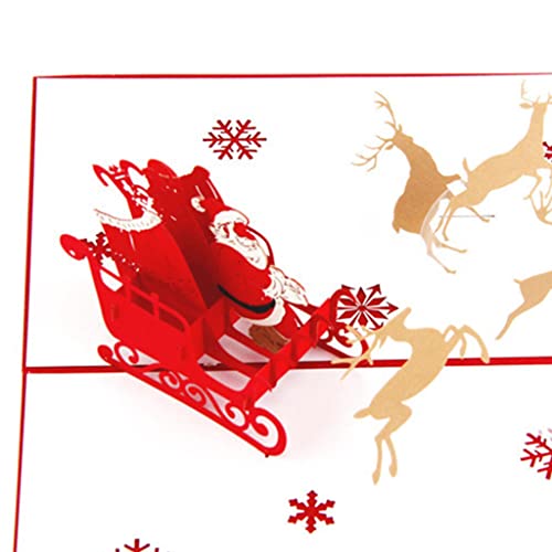 lanema Cartão de felicitações de Feliz Natal 3D para cartão pop-up com envelope Xmas Santa Elk Sl