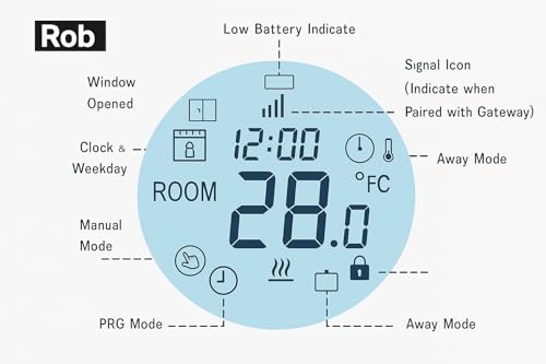 Thermostat de radiateur intelligent ROB programmable avec écran LCD pour valves Danfoss