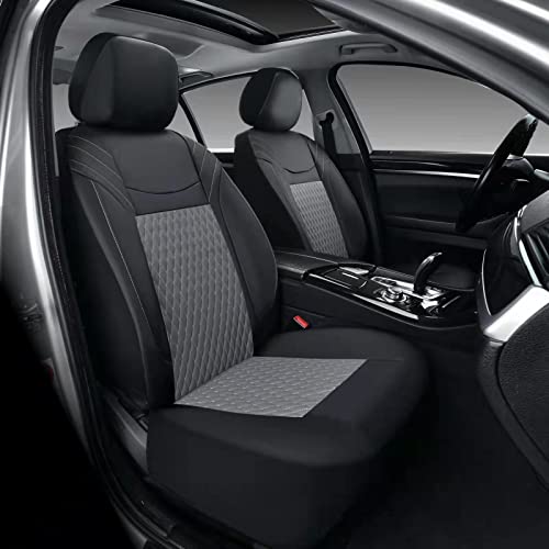 Coverado Car Seat Covers Full Set, 11 Pieces Universal Seat Covers For Cars, Pvc Car Seat Cushions, Auto Car Seat Protectors For Front And Rear, Driver Seat Covers Fit For Most Vehicles Gray #TOP6