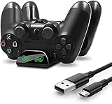 PS4 Controller Ladestation, AMANKA Playstation 4 Charger Dual USB Controller Ladegerät Basis mit USB-Netzkabel undLED Ladeanzeige für Playstation 4 / PS4 Slim/Pro Wireless Controller usw