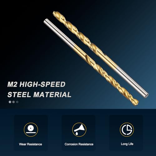 Miniatura 3 de Patikil Brocas De 2.9mm, Vástago Recto Jobber M2 Acero De Alta Velocidad 135 Recubierto De Nitruro De Titanio Tin Para Acero Inoxidable Metal Duro - Paquete De 6