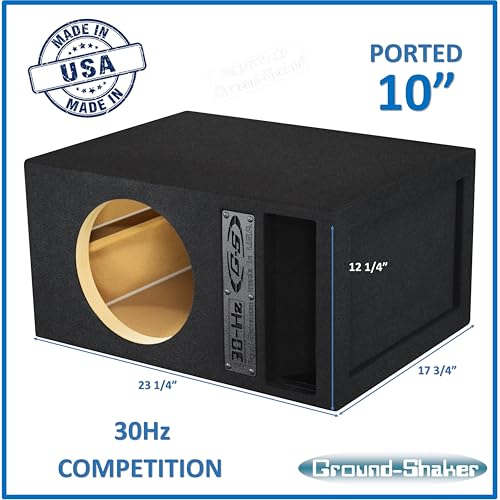 Image of 30HZ Reinforced Competition Single Ported Sub Box Sub Woofer Enclosure Speaker Box Car Audio Subwoofer Ground Shaker Box Ground-Shaker (Black, 10 inch)