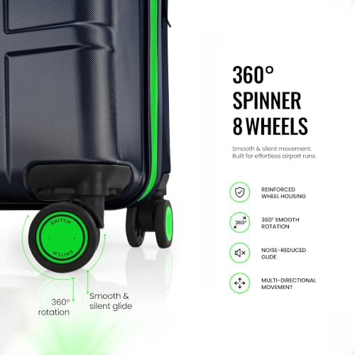 Image of SNITCH Blink Medium Size Blue Polycarbonate Hard Travel Suitcase - Suitcase Medium Size & Luggage with 8 Wheels, Premium Lock, Wet & Dry Pouch & Free Shoe Bag