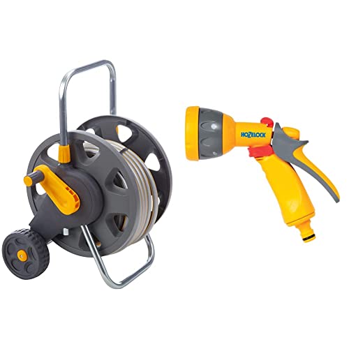 Image of Hozelock 45m Assembled Hose Cart with 20m Hose & Ltd Spray Gun, Multi-Colour