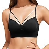 Occasion : sexy bgyujn Coussin de poitrine fixe pour femme, belle sangle dorsale, petite poitrine, débardeur pliable, soutien-gorge sans trace, haut bandeau, Noir , taille unique