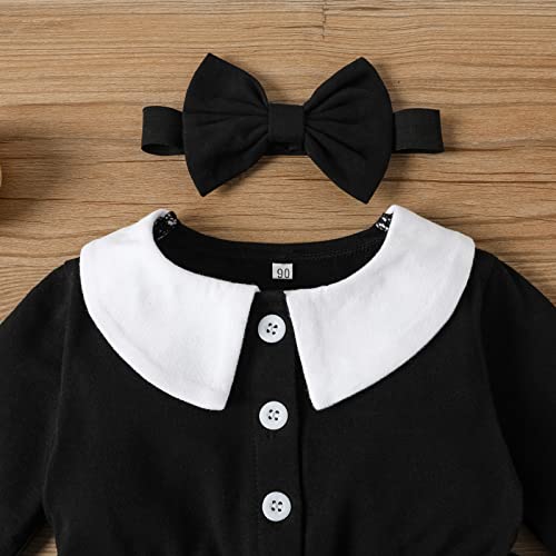 Sinhoon Baby Girls Halloween Dress Toddler Dress Girls Long Sleeve Autumn Winter Dress+Headband Baby Girls Lapel Dress3