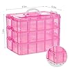 SGHUO Bead Organizers and Storage 3-Tier Pink Craft Container Stackable Box with Dividers for Art Supplies, Washi Tapes, Seed, Hair Accessories, Nail, 9.5X6.5X7.2in #1