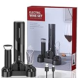🍷 【Juego de regalo de abridor de vino 8 en 1】además de un abridor de vino imprescindible, el juego de lujo para amantes del vino 8 en 1 de ZOYIDOUX incluye una base de almacenamiento, un cortador de papel de aluminio, un aireador y vertedor de vino, una bomba de vacío y 2 tapones de vino y USB. cable de carga. Con este juego de abridor de vino eléctrico, puede abrir botellas de vino sin problemas y verter y mantener fresco con facilidad y disfrutar de la calidad del vino premium con cada sorbo