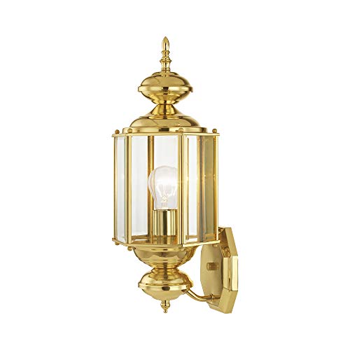 Image of Livex Lighting 2006-02 1-Light Outdoor Wall Lantern, Polished Brass