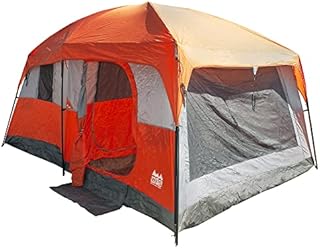 WFS 8-Person 2-Room Cabin Camping Tent with Rain Fly, Orange