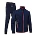 INVACHI Men's Casual 2 Pieces Contrast Cord Full Zip Sports Sets Jacket & Pants Active Fitness Tracksuit Set Navy