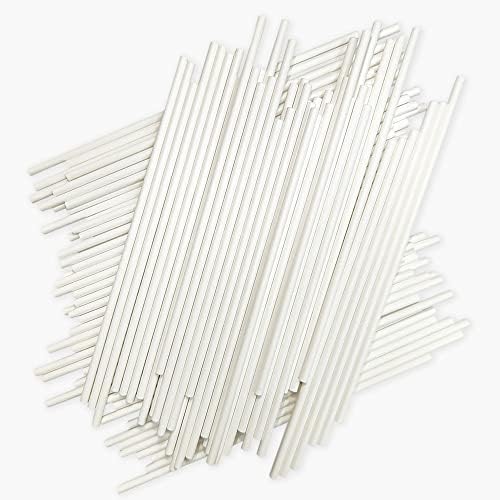 100 Count 6 INCH White Paper Lollipop Sticks,Cake Pop Sticks,Sucker Sticks for Cookies,Rainbow Candy,Chocolate,Cake Topper