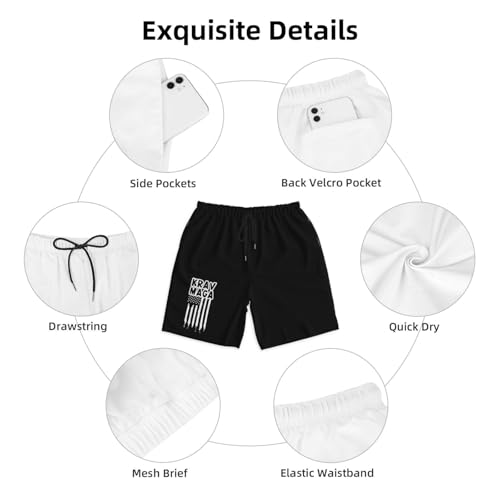 Krav MAGA American Flag Men's Quick-Dry Board Shorts 7" - Swim Trunks Summer Hawaii Beach4