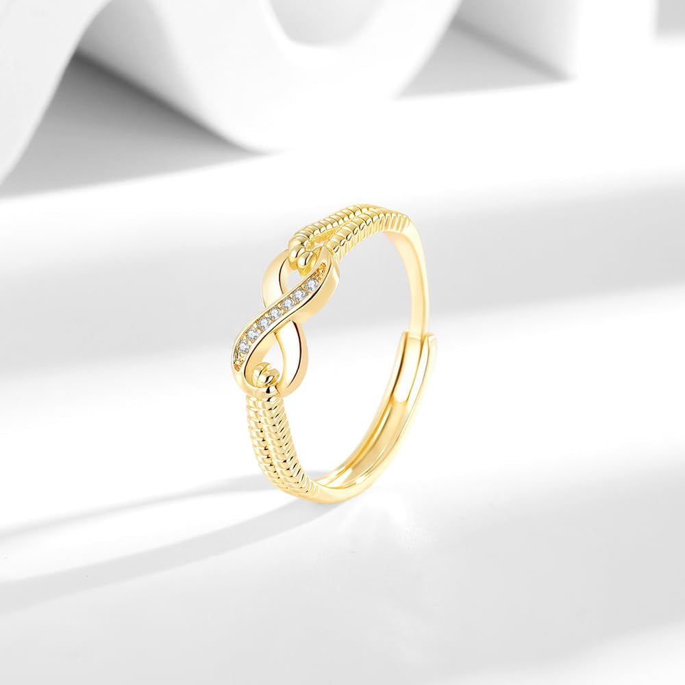 OIDIMS Infinity Love Wedding Statement Ring for Women Imitation Crystal Engagement Anniversary Open Band Elegant Eternity Promise Love Stacking Adjustable Finger Rings Delicate Jewelry for Valentine - Image 4