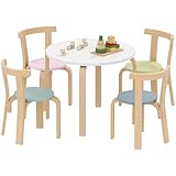 AIYAPLAY Kindertisch Holz mit 4 Stühlen 5-teilig Kinder Tisch Stuhl Set...