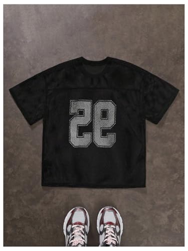 Men's Number Print Jersey Shirt Crew Neck Short Sleeve Mesh Tee Tops Casual Football Jersey Shirts2