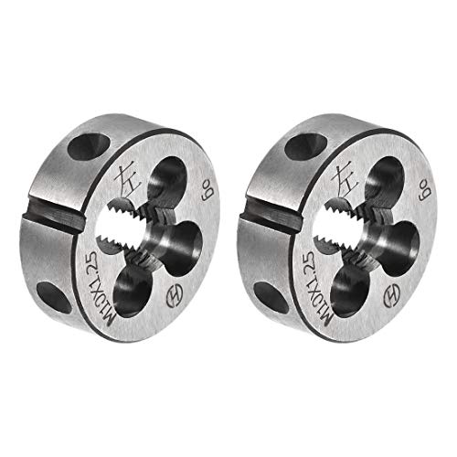 sourcing map M10 X 1.25 Metric Round Die, Machine Thread Left Hand Threading Die, Alloy Tool Steel Screw Thread Cutting Die, 2pcs