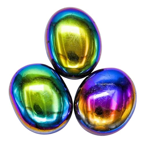 Image of Certified Titanium Aura Quartz Crystal Palm Pebbles Stones for Anxiety Stress Relief Massage - AAA Grade Original Healing Gemstone Agate Palm Stone for Yoga Meditation Spiritual Reiki Feng Shui