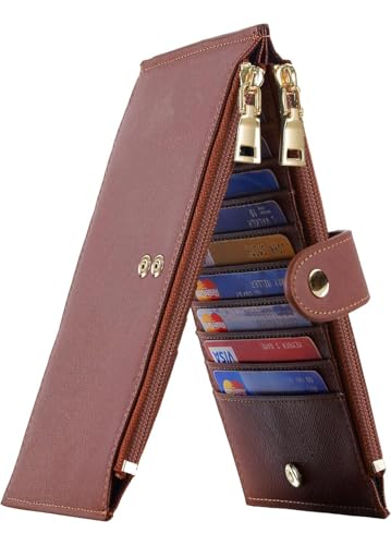 Image of Travelambo RFID Wallet Women Large Size Bifold Multi Card Wallet Case with Zipper Pocke Credit Card Holder for Women