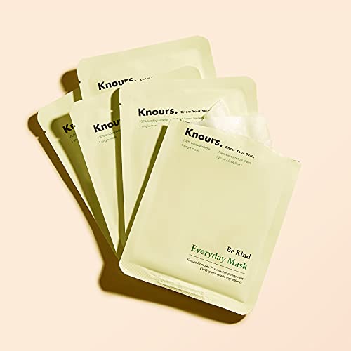 Knours Be Kind Everyday Mask (5 Ct) | 99% Natural Ingredients Hydrating + Soothing + Revitalizing + Relaxing Effect Facial Nourishing Sheet Mask (Ewg Verified Clean Beauty) #TOP4
