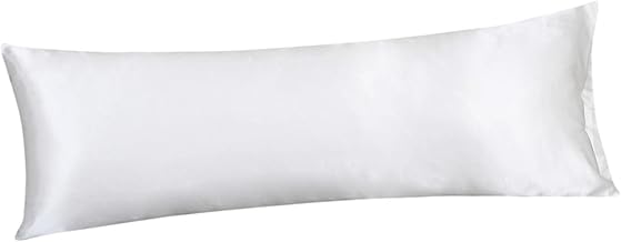 Fenteer Körperkissenbezug aus Polyesterfaser, Satin, 51 x 137 cm, ohne Reißverschluss, weicher Langer Kissenbezug für Schlafzimmer, Reisen, Weiß