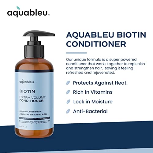 Aquableu Biotin Conditioner - Natural Thickening & Volumizing For Thicker Fuller Hair - Infused With Coconut, Keratin, Argan & Jojoba Oil - Awapuhi Fragrance - No Sulfates Or Parabens – For Men & Women - 16Oz #TOP2