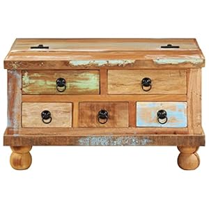 Coffee tableliving room center tabledresserrectangle tablesnack tablesofa side tablewith 5 drawers and 1 large interior storage compartmentassembly is easy reclaimed wood 276x276x15  urban country home decor