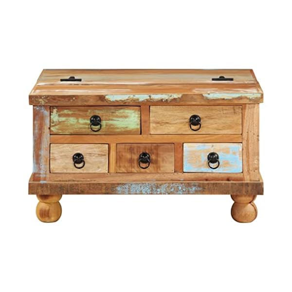 Coffee tableliving room center tabledresserrectangle tablesnack tablesofa side tablewith 5 drawers and 1 large interior storage compartmentassembly is easy reclaimed wood 276x276x15  urban country home decor