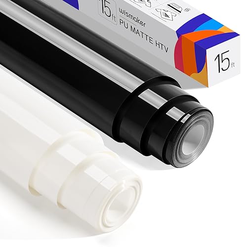 WISMAKER Heat Transfer Vinyl Roll, Black and White HTV 12