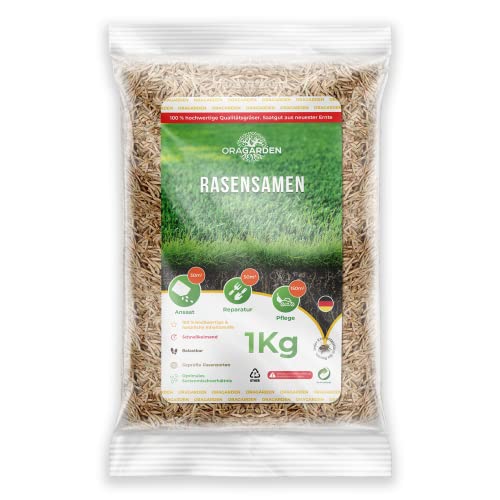 Rasensamen Universal für Schnellkeimenden Rasen - 1 kg - Samen für Robusten und Widerstandsfähigen Rasen - Rasensaat zur Ansaat und Nachsaat - Premium Schnell Wachsend Grassamen Cover