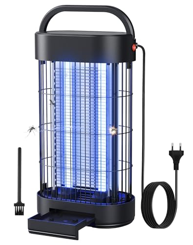 Lámpara Antimosquitos Eléctrico 18W, 1800V UV Eléctrica Destructor de Insectos para Interiores, Trampa Insectos Eficaz para Dormitorio, Cocina y Oficina, Cobertura 80 m², Negro