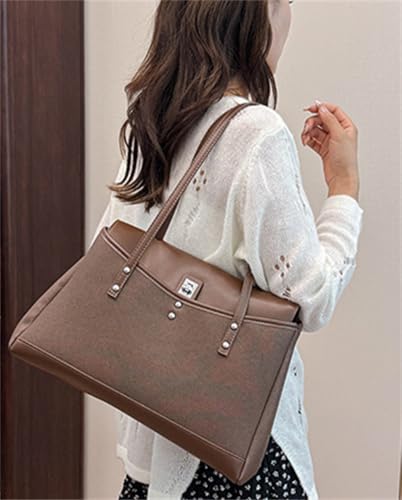 Trendy Vegan Leather Shoulder Bag for Women Large Working PU Tote Purse Ladies Travel Handbag Satchel 20252