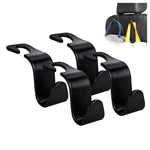 Amooca Car Seat Headrest Hook 4 Pack Hanger Storage Organizer Universal for Handbag Purse Coat fit Universal Vehicle Car Black S Type